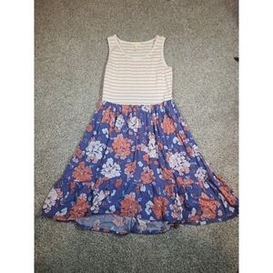 Matilda Jane Sleeveless Floral Stripe Pattern Roll With It Midi Dress size Small